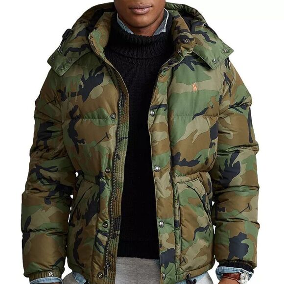 Polo by Ralph Lauren Green Camouflage Puffer Jacket - Picture 1 of 12
